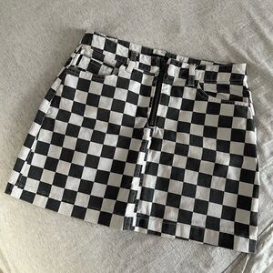 BDG Black and White Checkered Mini Skirt